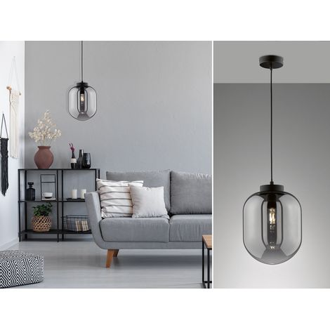 LED Pendelleuchte Industrial 1-flammig Rauchglas Glaskugel, Ø 24cm (1/5)