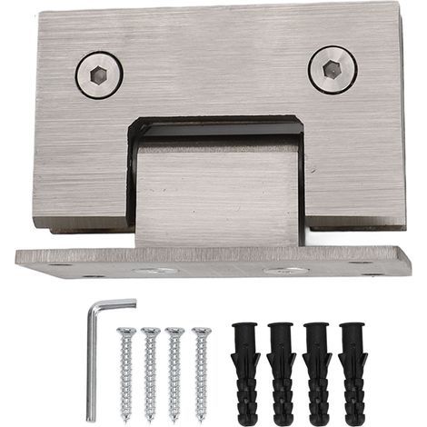 Charnières de porte de douche en verre, pièce de rechange robuste en acier inoxydable à 90 degrés pour mur d'armoire et matériel (1/5)