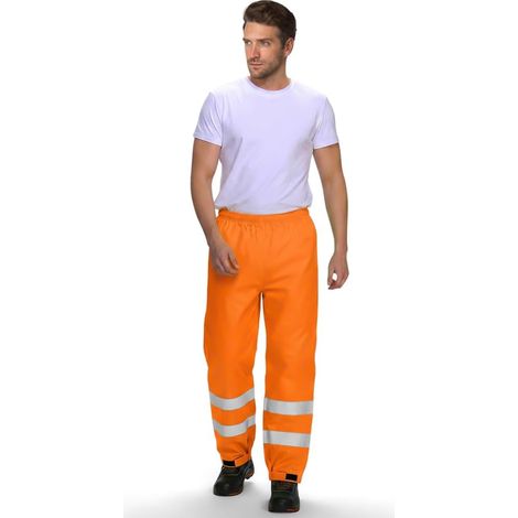 AUYAO Surpantalon de Pluie Réfléchissant pour Homme - Pantalon Imperméable Haute Visibilité Hi-Vis Double Couche Classic de Sécurité (1/5)