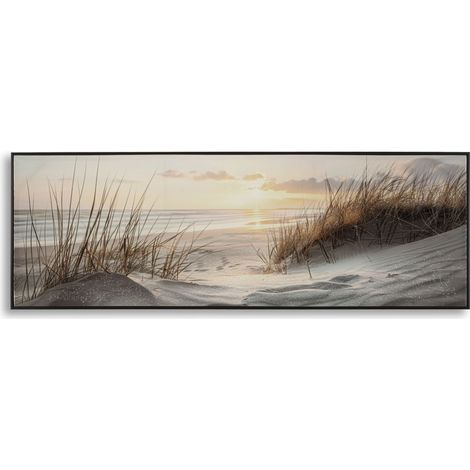 Stampa su tela laccata Beach dune al tramonto panoramica con cornice nera