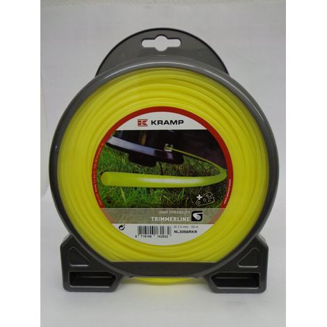 Trimmer Line Fil de coupe pour toutes les débroussailleuses en nylon jaune 3,0 mm x 56 m