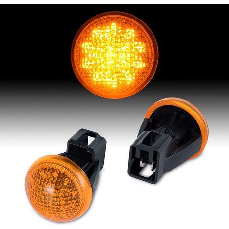 KIT 2 INDICATORI DI DIREZIONE LATERALI A LED COMPATIBILE CON Mercedes Classe C  W202  S202  anno di costruzione 1996 2000 , VETRO GIALLO (1/5)