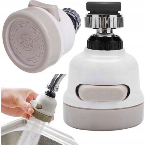 royaluxe-Aérateur de robinet – Universel et réglable Rallonge de robinet de cuisine – Multiples modes Adaptateur rotatif pour économiser de l'eau – Économique Kit d'installation (3 en 1 standard) (1/4)