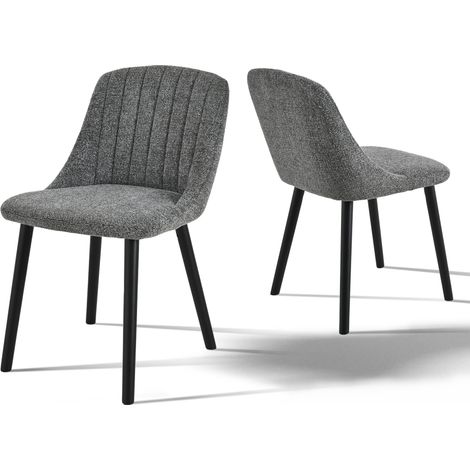 Goeurvant Chaises de salle à manger modernes avec coussin d'assise épais, dossier ergonomique et pieds en bois, Style et confort réunis - Lot de 2 - Gris/Vert - Chenille