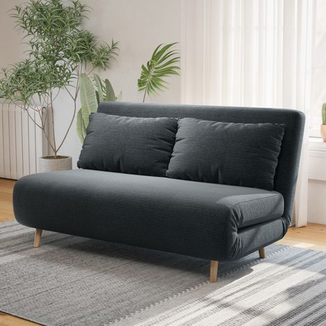 Schlafsofa, Gästebett, 3-fach verstellbare Rückenlehne, Kordoptik, bis 120 kg, 141 x 90 x 81 cm, Dunkelgrau (1/5)