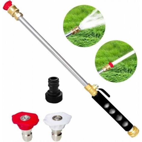 Strahldüse für Gartenschlauch, inkl. 2 Hochdruckdüsen und Schnellverbinder, Hochdruck-Hydrojet-Reinigungswerkzeuge zum Autowaschen, Fensterwaschen, Gartenbewässern (1/4)