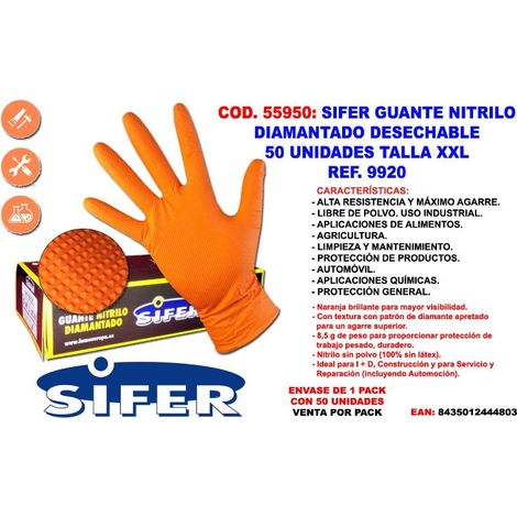 MIBRICOTIENDA guante sifer nitrilo extra 8 diamante reutilizabl caja 50u t-xxl