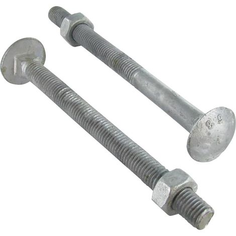 Boulon (vendu avec Ecrou) TRCC JAPY tête ronde collet carré M16X190 Filetée sur 100 Classe 6.8 Forte tenue-1 pièce