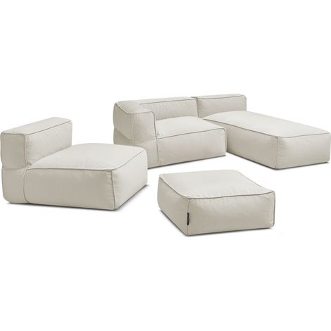 BOBOCHIC - Canapé de jardin modulable GIULIA avec bâche de protection, 1 chauffeuse 1 place, 1 angle, 1 méridienne et 1 pouf Beige (1/5)