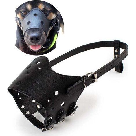 Muselière pour chien Muselière en cuir anti-morsure Muselière respirante pour chien Muselière pour chien pour éviter les aboiements (M) (1/4)