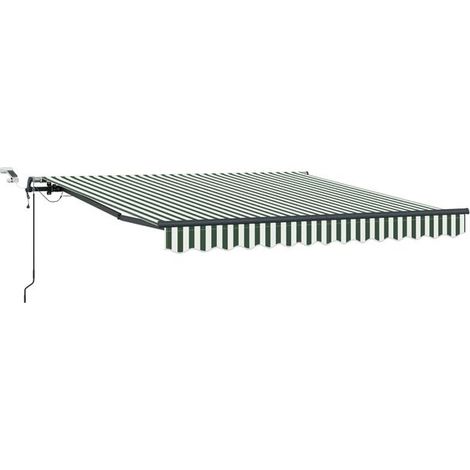 Store banne rétractable, vert et blanc, 300 x 250 cm (1/5)