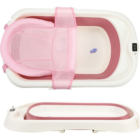 SWANEW Vasca da bagno pieghevole per bambini 83cm vasca da bagno antiscivolo per bambini, rosa (1/5)