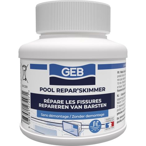 Réparation skimmer de piscine, buse de refoulement, bonde de fond et toutes pièces en ABS - Pot 125 ml - Répare des fissures jusqu'à 5 mm : la fin des fuites (1/5)