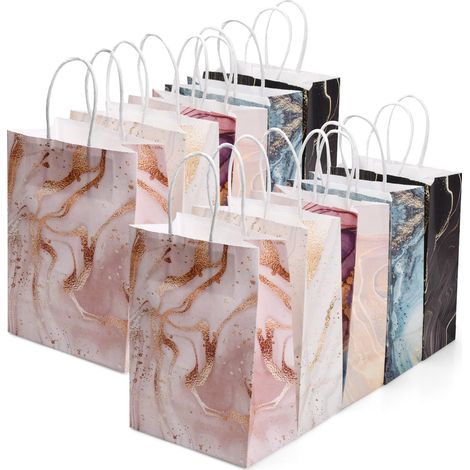 10 sacchetti regalo, piccoli sacchetti regalo in carta kraft con manici, sacchetti regalo colorati per compleanni, matrimoni, feste di Natale, 15x8x21 cm (1/5)