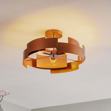 [NEUWERTIG] B-Ware Deckenleuchte Tori kupfer Euluna 3-flammig dimmbar 28 cm hoch 48 cm Durchmesser (1/2)
