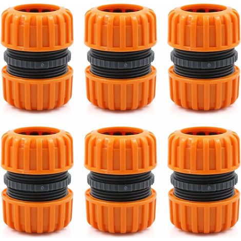 DEESSE SHOP - Kit de réparation de tuyau d'arrosage - 6 pièces pour le raccordement de 19 mm (3/4), pour un raccordement facile et rapide ou un tuyau de réparation sans outils, jaune (1/5)