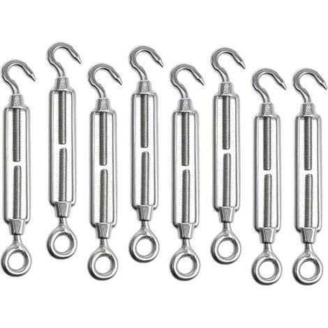 8 pièces M5 Tendeur Cable Tendeur Acier Inoxydable Réglable Tendeur Crochet et œil Acier Inoxydable 304 Tendeur de Fil pour Corde Cable Fil à Linge Jardin Grillage (1/4)