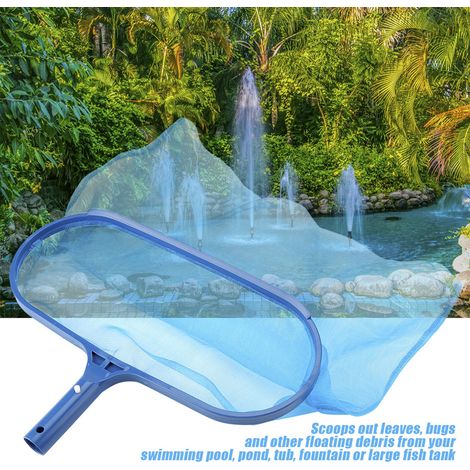 Épuisette fine maille bleue pour piscine, bassin ou cuve, filet profond en plastique, outil de nettoyage des feuilles et débris. (1/5)