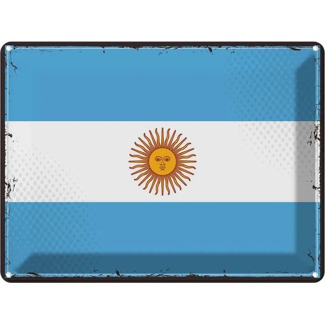 Plaque en métal 30x40 cm Argentine Rétro Drapeau Argentine Bannière Armoiries (1/5)