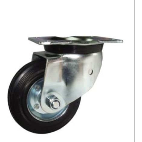 Rueda con Soporte Aro Goma/Chapa 200mm Placa 75494 ITEM