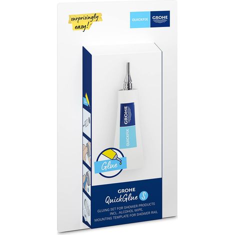 GROHE QUICKFIX - Set QuickGlue S per prodotti doccia (1 colla, 1 salvietta imbevuta di alcol, tempo di posa 24 ore), 41247000 (1/3)