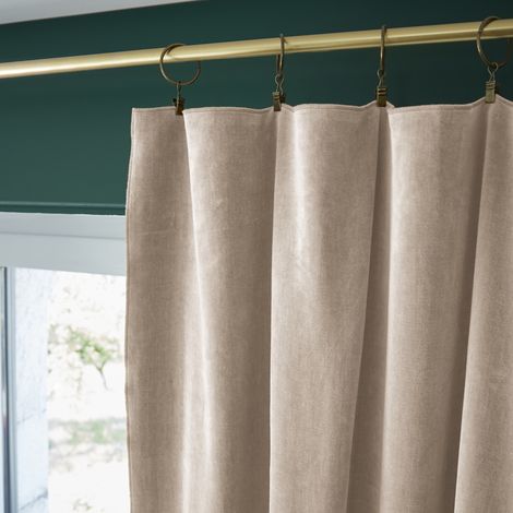 Rideau ajustable + 8 anneaux pince 140 x 270 cm velours de coton César Pampa naturel (1/4)
