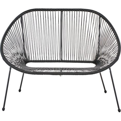 Gartenbank ACAPULCO II 113 cm Polyrattan Schwarz (1/5)