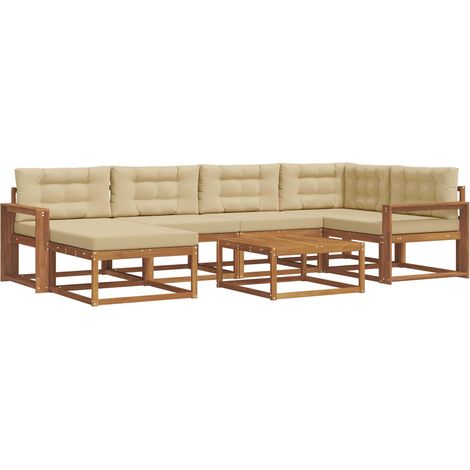Ensemble de canapés d'extérieur 7 pcs Salon de jardin Naturel et Beige (1/5)