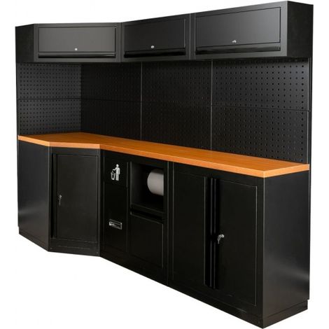 JBM SERIE518 Composizione arredo officina angolare - Nero