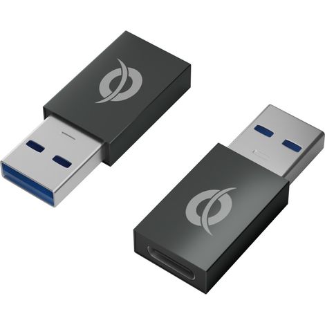 Conceptronic DONN10G cambiador de género para cable USB A USB C Negro (1/2)