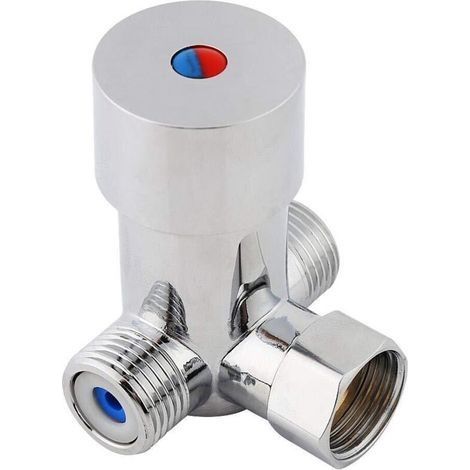 Robinet de mitigeur thermostatique, G1/2, mitigeur thermostatique avec valve de mélange eau chaude froide laiton et cuivre pour système de douche, contrôle du thermostat (1/5)