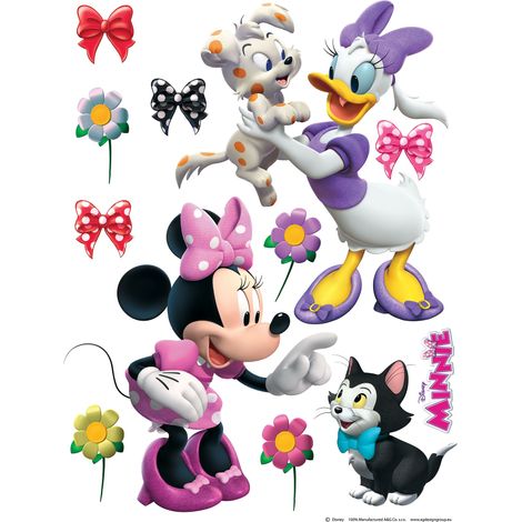 sticker mural Minnie Mouse & Daisy Duck rose, rouge et violet - Disney