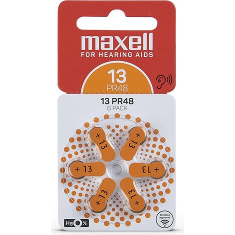 Pila audifono maxell pr48  13 sin mercurio - bl6 - unidad