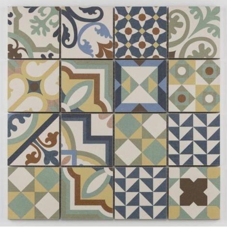 Mosaïque céramique 31.8x31.8cm – Anti-dérapant R10 – PEI 4 – Patchwork mix – Vendu à l'unité – Barwolf (1/2)