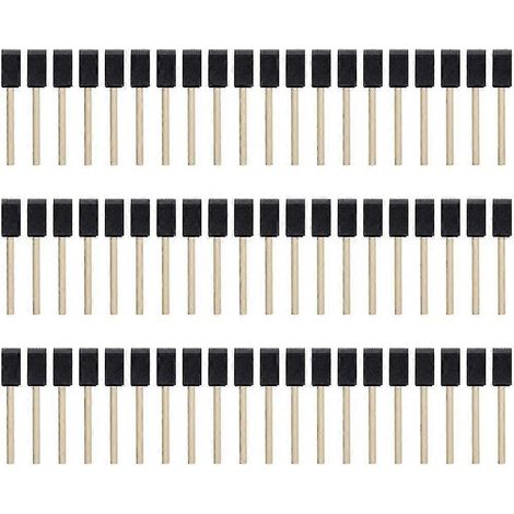Lot de 100 pinceaux en mousse, pinceaux à manche en bois, pinceaux en mousse de 2,5 cm (1 pouce), couleur bois noir (1/5)