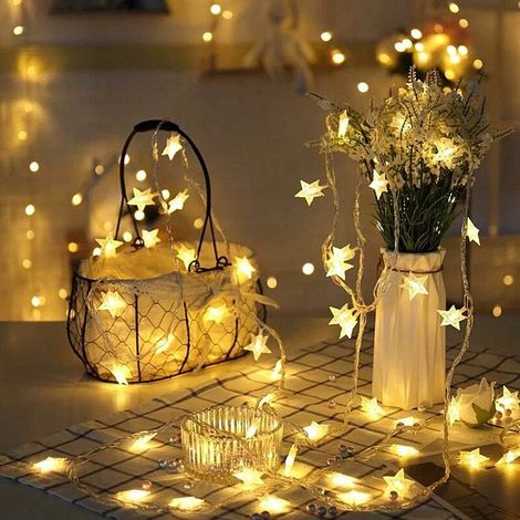 10 m lange Lichterkette mit 100 LEDs in Sternenform, inklusive Stecker, 8 Modi, wasserdicht, mit Netzanschluss, stimmungsvolle Innen- und Außenbeleuchtung für Partys, Weihnachten, Halloween, Hochzeite (1/5)