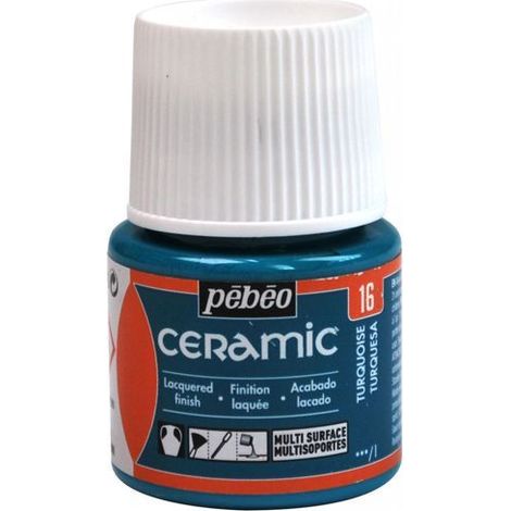 Peinture céramique décorative et résistante à FROID PEBEO 16 TURQUOISE 45ml (1/4)