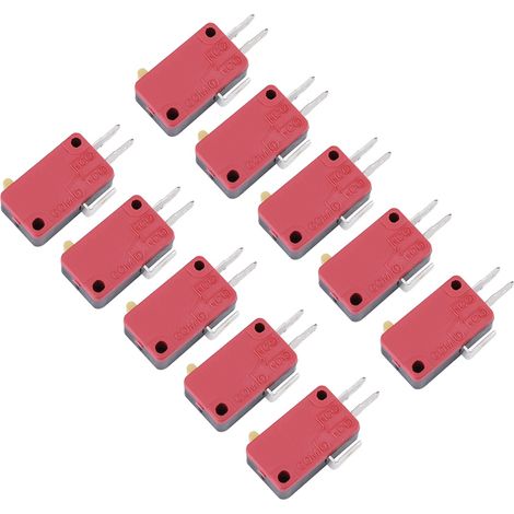 10 micro-interrupteurs à bouton-poussoir rouges à 3 broches, adaptés aux jeux d'arcade. (1/5)