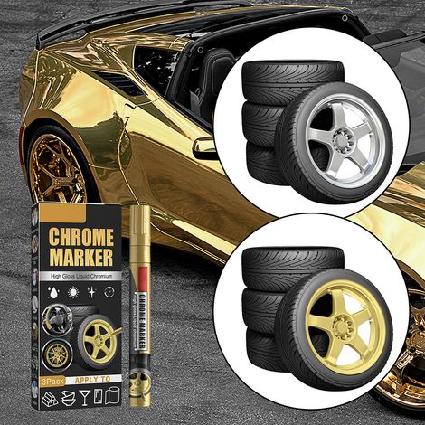 Lot de 3 Stylos de Retouche Peinture Voiture - Efface Rayures Haute Brillance, Marqueur Liquide Chrome Métallisé, Rénovateur Carrosserie, Teinte Argent (1/5)