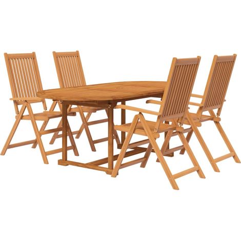 Set da pranzo da giardino mobili da esterno 5 pezzi in legno massello di acacia 020013742