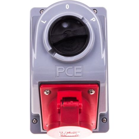 Presa fissa con interruttore L-0-P 16A 5P 400V IP44 combo-POL 960615401W