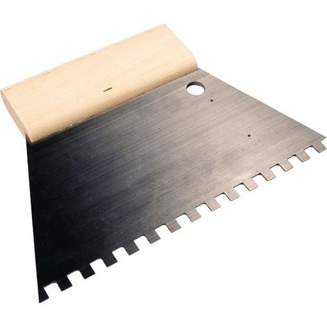 HAROMAC Kleberspachtel Länge 180 mm Breite 180 mmZahnung 8x8 mm rostfreier Edelstahl C4 Buchenholzgriff
