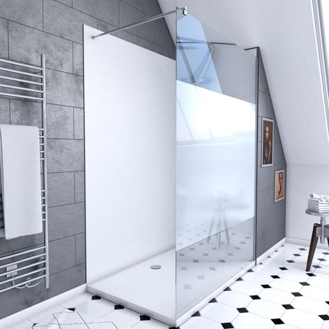 Set Doccia 90x120 cm - Pannelli Murali Bianco/Cromato + Piatto Doccia + Parete Smerigliata 8 mm