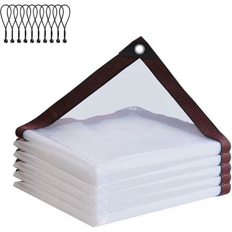 Bâche transparente imperméable de 1 x 1 m avec œillets, protection UV et résistance aux déchirures, idéale pour terrasse et serre. (1/5)