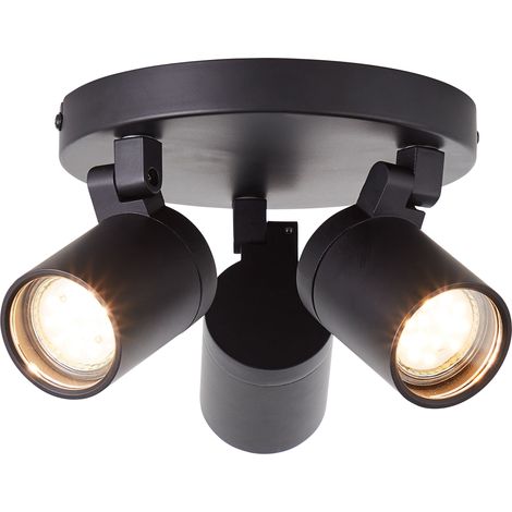 Brilliant Alessia Spotrondell 3flg schwarz matt Metall/Glas 3x LED, GU10, 5 W, Geeignet für LED-Leuchtmittel (nicht enthalten)