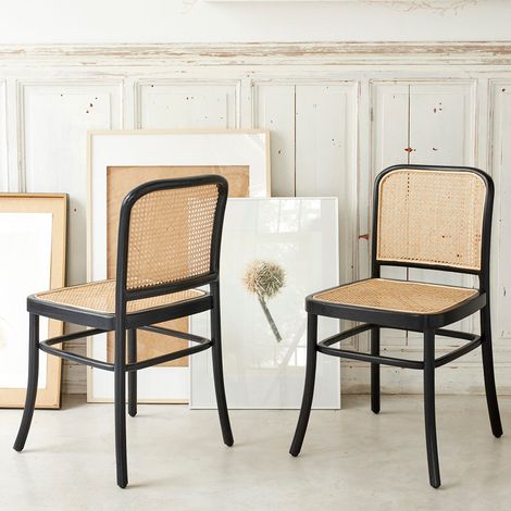 Lot de 2 chaises en acajou massif et cannage (1/5)