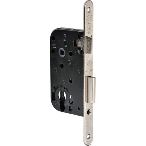 Serrure à larder MULTIBAT à profil européen axe 50mm finition nickelé à bout rond sans gâche réversible - JPM - 210000-06-1J (1/2)