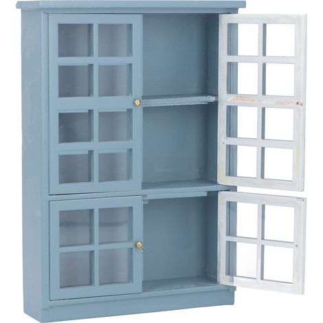 Meuble de maison de poupée à l'échelle 1:12, armoire, bibliothèque miniature en bois bleu foncé pour maison de poupée (1/5)