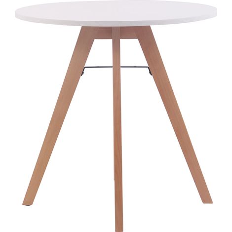Mesa de cocina 75 cm de diámetro tablero redondo de MDF blanco estructura de haya 100009141 (1/5)