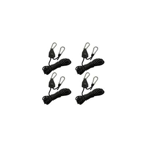 Lot de 4 cordes de tension réfléchissantes de 4 m avec tendeur de corde, corde réglable à cliquet avec crochet, corde de paracorde, corde de tente, tendeur de tente, tendeur de tente, bâche de camping